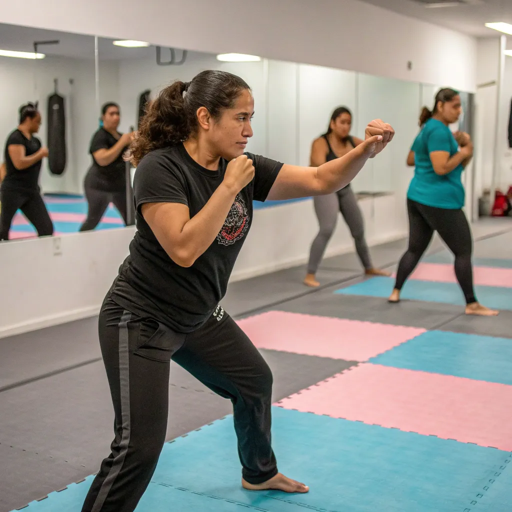Sophia Rodriguez leading a self-defense class